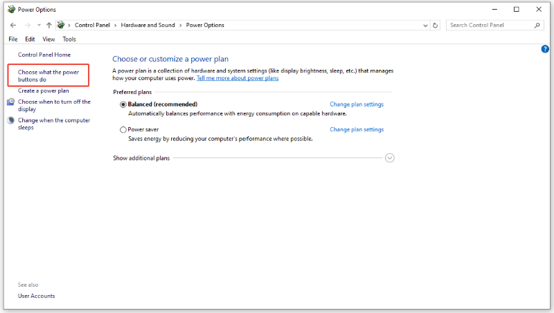 choose what the power buttons do