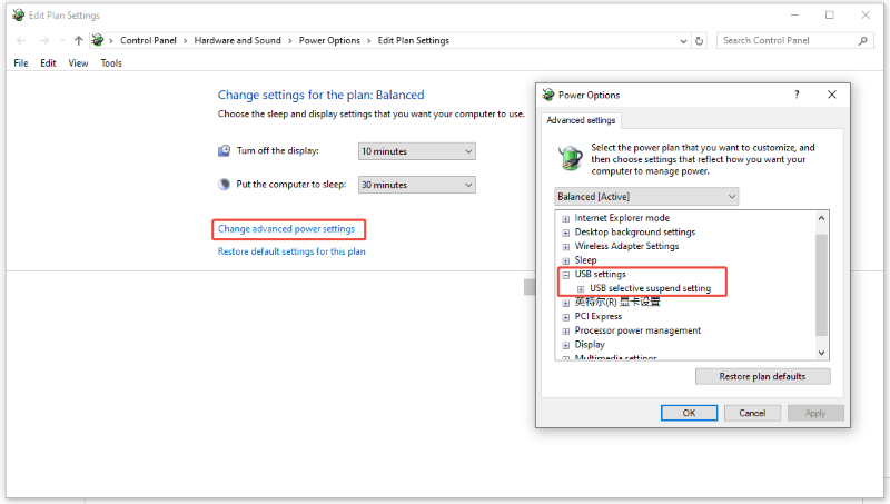 Erweiterte Energieeinstellungen für USB unter Windows ändern