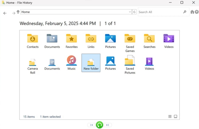 click the file folder you want to recover