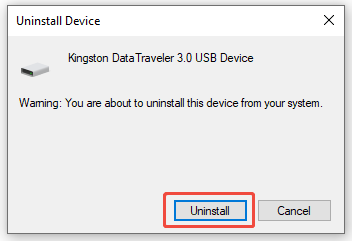 Deinstallation des USB-Treibers bestätigen