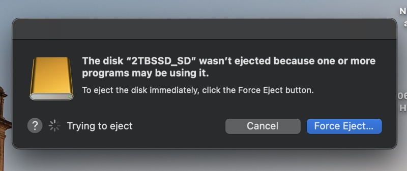 foce eject usb via finder