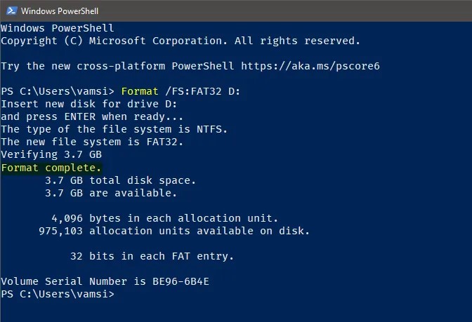 Formatar um Pen Drive para FAT32 com o PowerShell