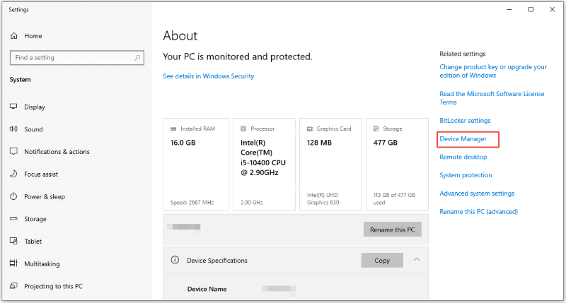 go to device manager