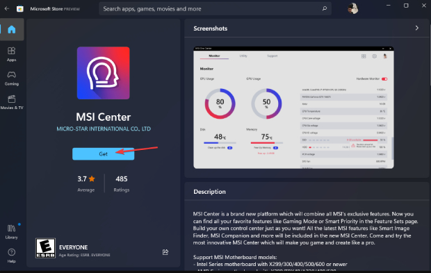 update bios via msi center