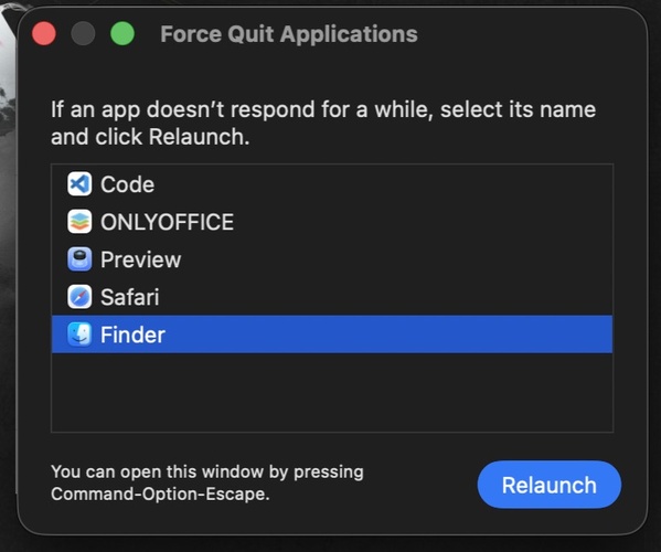 relaunch finder to eject usb again