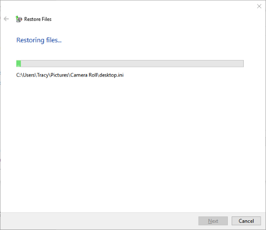restoring files from windows backup