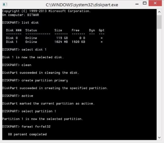 run command in diskpart