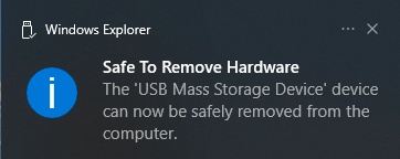 safe to remove hardware popup