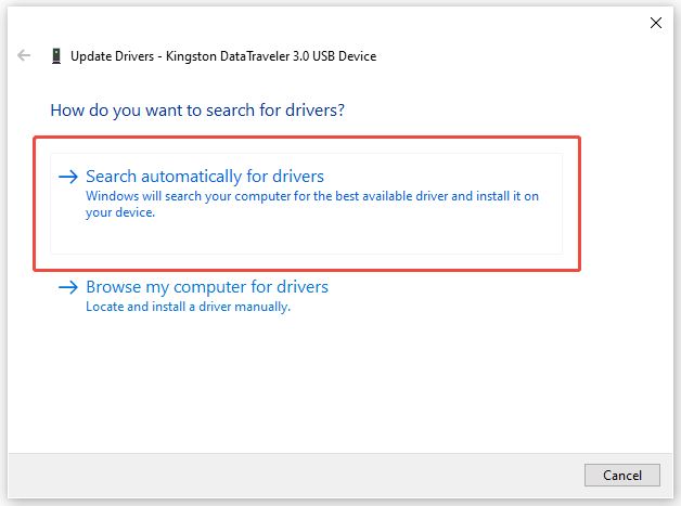 Automatisch nach aktuellen USB-Treibern suchen