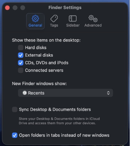 show external disks on desktop