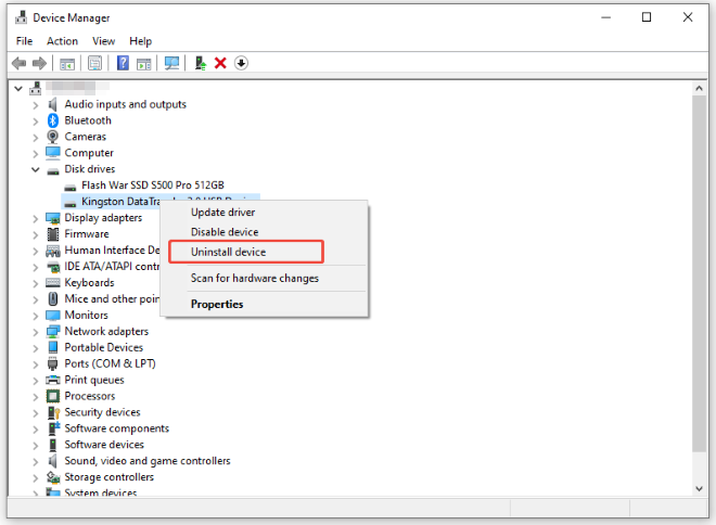 USB-Stick im Geräte-Manager deinstallieren
