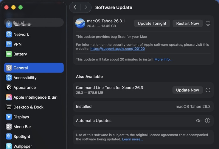update macos on settings