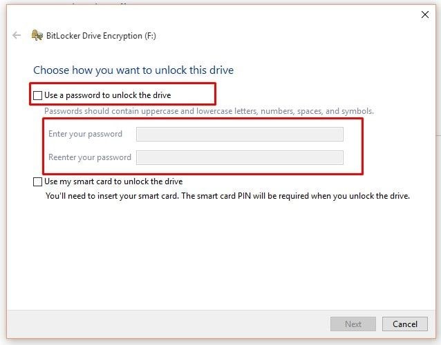 use a password to unlock