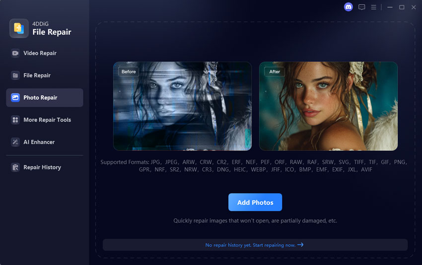add corrupted photos to repair