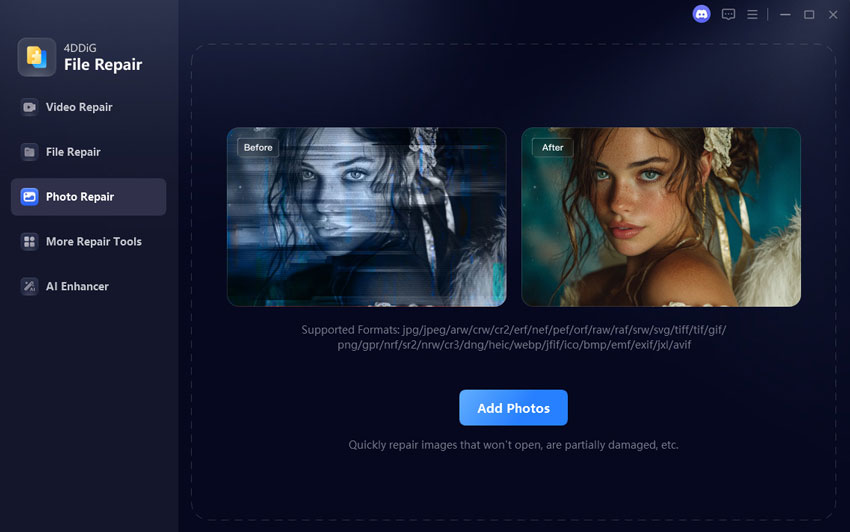 add corrupted photos to repair