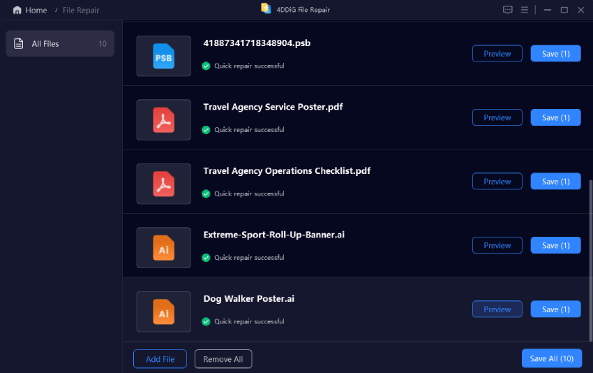 preview and save fixed archives