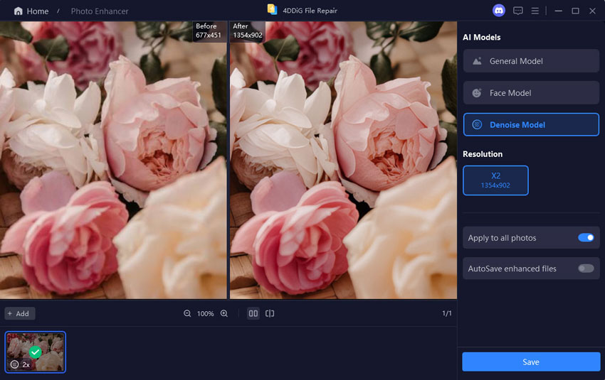 preview and save denoised photos