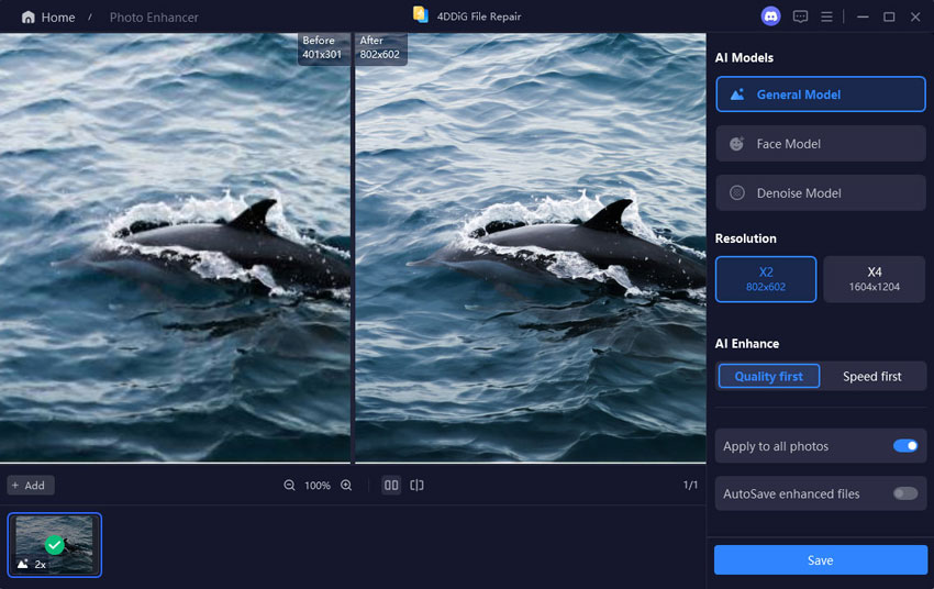 4DDiG 照片修復3種修復模型