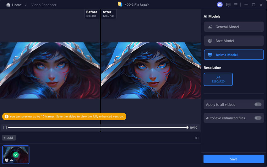enhanced video with the anime model