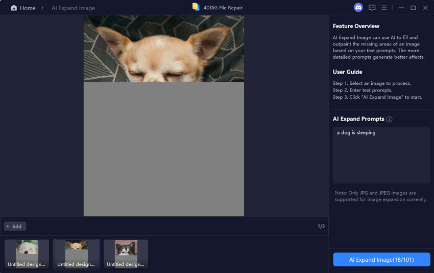 enter prompts and start image background expand