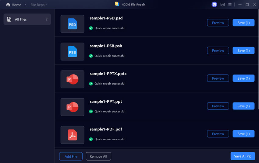 preview and save repaired pdf files