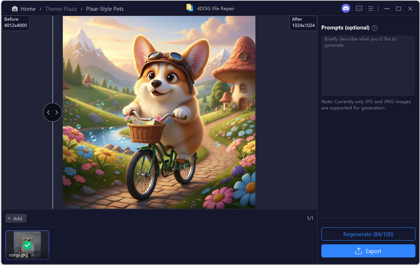 pixar style pet photo