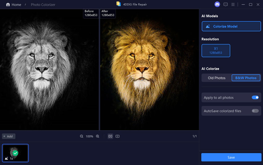 review and save color corrected photos
