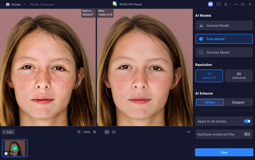 preview and save retouched photos