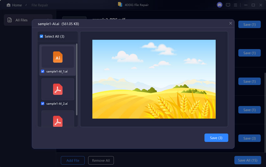 preview repaired ai files
