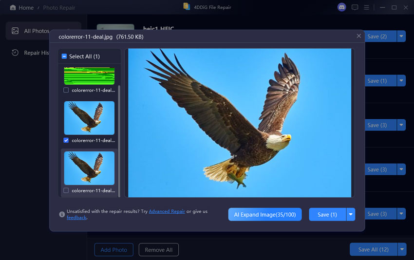 preview repaired photos