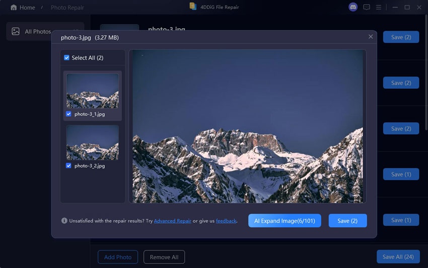 preview repaired photos