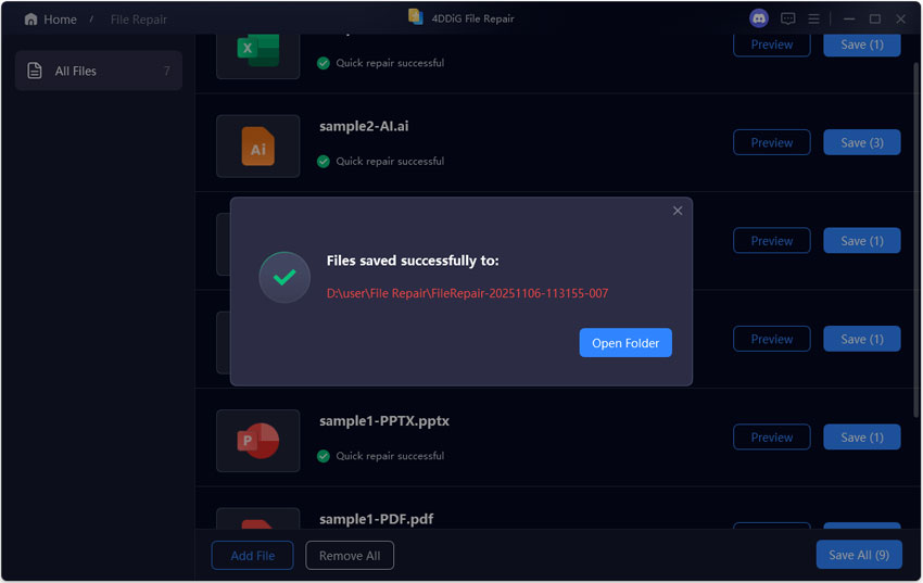 save repaired pdf files