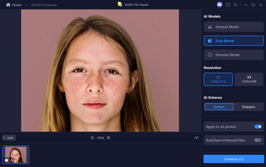 select face model and soften to retouch photos