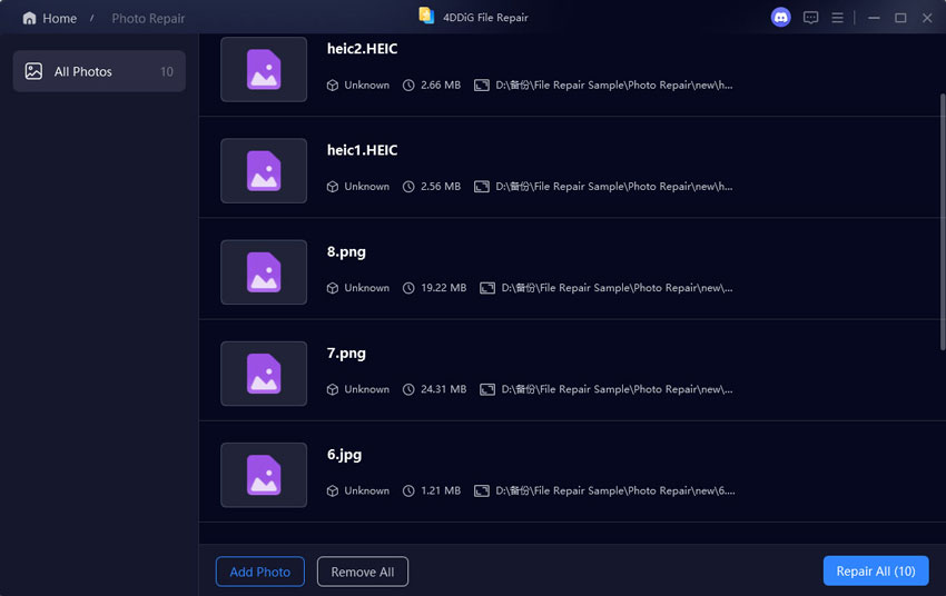 start repairing corrupted jpg files