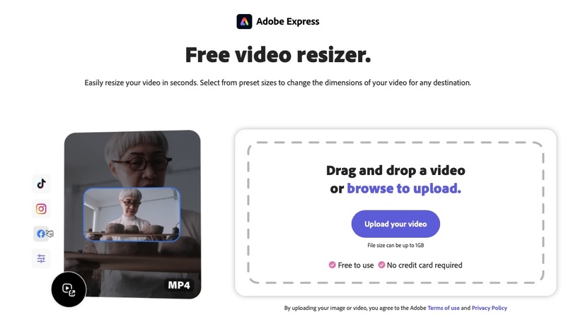 adobe express online free video resizer