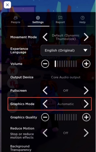 automatic roblox graphic mode