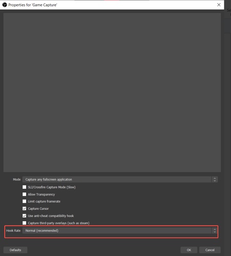 change hook rate to fatest to fix obs game capture black screen