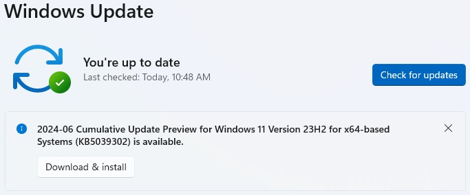 check for win11 updates