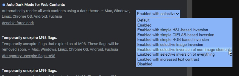 chrome selective inversion of non image elements
