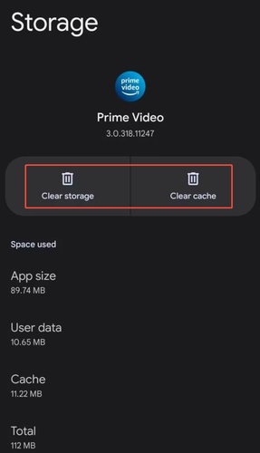 clear amazon privme video app cache android