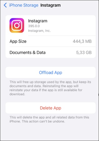 clear instagram cache to fix ins black screen on iphone