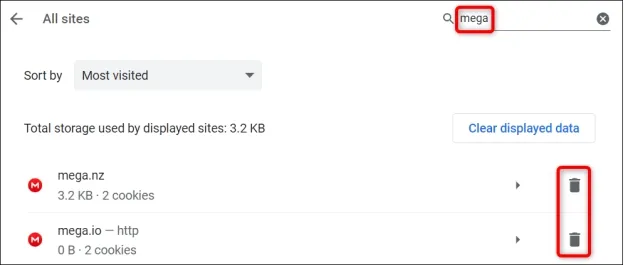 search and clear mega caches on chrome