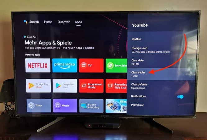clear youtube tv cache to fix playback error