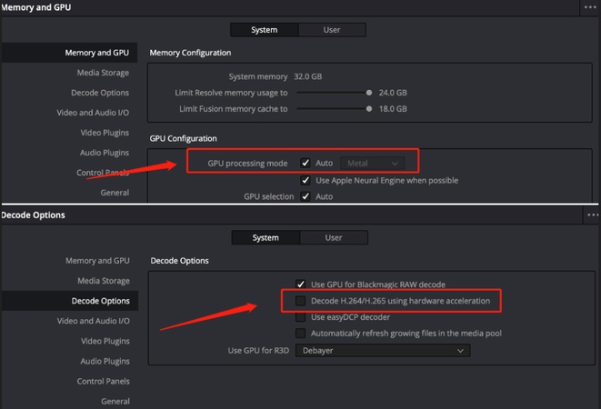 allocate more gpu to fix davinci resolve media offline error