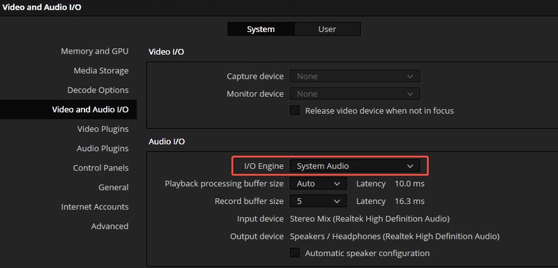select audio output engine as system audio