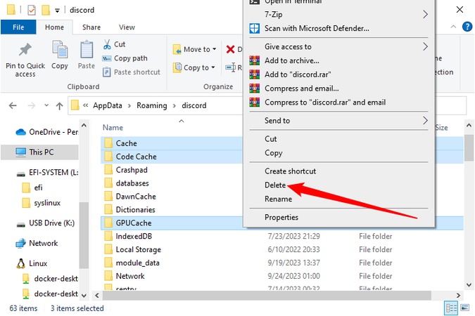 delete discord roaming folder