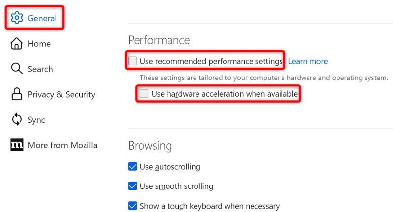 disable firefox hardware acceleration