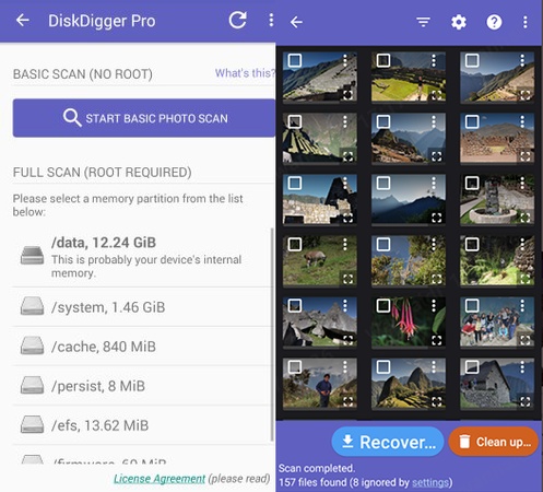 use diskdigger pro to recover unsaved or corrupted videos after phone freezes