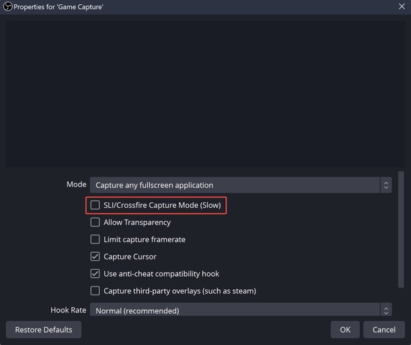 enable sli crossfire capture mode slow