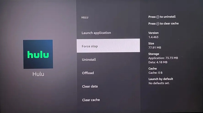 force stop hulu tv app